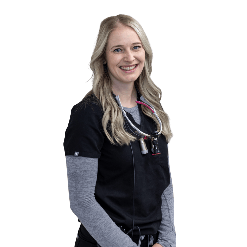 Dr. Viktoria Kirsten graduated from UBC in 2018. She brings a passion for dentistry—and a kind hearted spirit—to Fort Saskatchewan. Having played competitive soccer in her earlier days, she now enjoys hitting the field for some recreational fun and staying active. Dr. Viktoria loves calling Fort Saskatchewan home, where she lives with her fiancé and their two adorable dogs Kobi and Boss, who always keeps life interesting! She’s dedicated to making your dental experience enjoyable and stress-free, with a focus on personalized and gentle care. Come in for a visit—Dr. Vik is always ready to welcome you with a big smile!